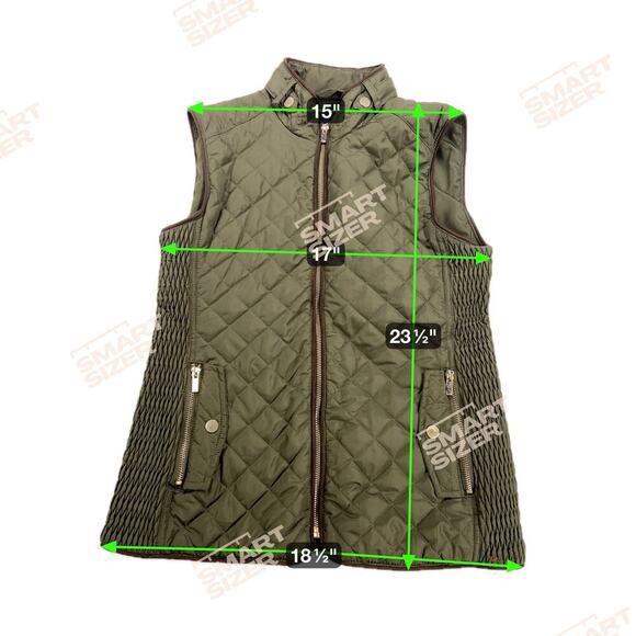 Blue Rain by Francesca's Army Green Puffer Insulated Vest Crosshatch Size S - Picture 6 of 10